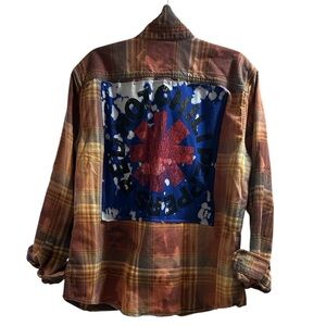 RED HOT CHILI PEPPERS custom original band flannel creation by Rachelle RHCP
